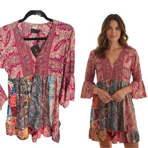 Women's Paisley Silk Boho Top